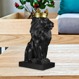 Maxbell Maxbell Modern Lion Head Statue Animal Figurine Resin Craft for Desktop Bookshelf Black