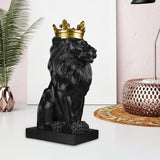 Maxbell Maxbell Modern Lion Head Statue Animal Figurine Resin Craft for Desktop Bookshelf Black