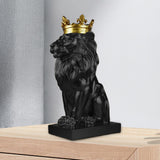 Maxbell Maxbell Modern Lion Head Statue Animal Figurine Resin Craft for Desktop Bookshelf Black