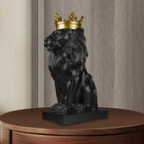 Maxbell Maxbell Modern Lion Head Statue Animal Figurine Resin Craft for Desktop Bookshelf Black