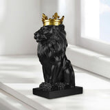 Maxbell Maxbell Modern Lion Head Statue Animal Figurine Resin Craft for Desktop Bookshelf Black