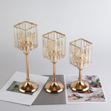 Maxbell Modern Crystal Candle Holder Candlestick Elegant for Tabletop Holiday Decor S 11cmx11cmx26cm