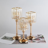 Maxbell Modern Crystal Candle Holder Candlestick Elegant for Tabletop Holiday Decor S 11cmx11cmx26cm