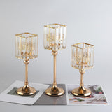 Maxbell Modern Crystal Candle Holder Candlestick Elegant for Tabletop Holiday Decor M 11cmx11cmx31cm
