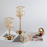 Maxbell Modern Crystal Candle Holder Candlestick Elegant for Tabletop Holiday Decor M 11cmx11cmx31cm