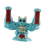 Maxbell Lucky Cat Figurine Sculpture Animal Statue Funny Feng Shui for Home Shelf Blue