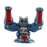 Maxbell Maxbell Lucky Cat Figurine Sculpture Animal Statue Funny Feng Shui for Home Shelf Dark Blue