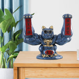 Maxbell Maxbell Lucky Cat Figurine Sculpture Animal Statue Funny Feng Shui for Home Shelf Dark Blue