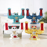 Maxbell Maxbell Lucky Cat Figurine Sculpture Animal Statue Funny Feng Shui for Home Shelf White