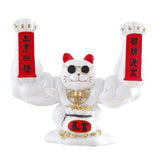 Maxbell Maxbell Lucky Cat Figurine Sculpture Animal Statue Funny Feng Shui for Home Shelf White