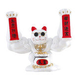 Maxbell Maxbell Lucky Cat Figurine Sculpture Animal Statue Funny Feng Shui for Home Shelf White