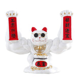 Maxbell Maxbell Lucky Cat Figurine Sculpture Animal Statue Funny Feng Shui for Home Shelf White