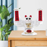 Maxbell Maxbell Lucky Cat Figurine Sculpture Animal Statue Funny Feng Shui for Home Shelf White