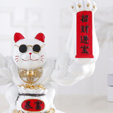 Maxbell Maxbell Lucky Cat Figurine Sculpture Animal Statue Funny Feng Shui for Home Shelf White