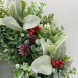 Maxbell Maxbell Christmas Flower Wreath Green Leaf Wreaths for Indoor Outdoor Party Xmas 40cm