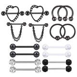 Maxbell Maxbell 8 Pairs Pierced Body Jewelry Barbell Pierced Bar Stainless Steel for Women