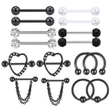 Maxbell Maxbell 8 Pairs Pierced Body Jewelry Barbell Pierced Bar Stainless Steel for Women