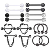 Maxbell Maxbell 8 Pairs Pierced Body Jewelry Barbell Pierced Bar Stainless Steel for Women