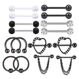 Maxbell Maxbell 8 Pairs Pierced Body Jewelry Barbell Pierced Bar Stainless Steel for Women