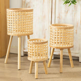 Maxbell Maxbell Nordic Bamboo Woven Plant Stand for Home Apartment Decoration and Display Medium