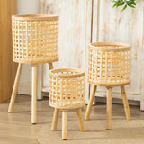 Maxbell Maxbell Nordic Bamboo Woven Plant Stand for Home Apartment Decoration and Display Large