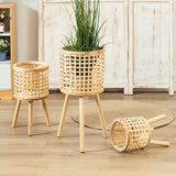 Maxbell Maxbell Nordic Bamboo Woven Plant Stand for Home Apartment Decoration and Display Large