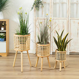 Maxbell Maxbell Nordic Bamboo Woven Plant Stand for Home Apartment Decoration and Display Large