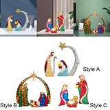 Maxbell Holy Family Statue Stakes Garden Nativity Scene Figurine Set for Lawn Patio Style A
