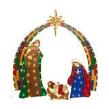 Maxbell Holy Family Statue Stakes Garden Nativity Scene Figurine Set for Lawn Patio Style B