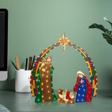 Maxbell Maxbell Holy Family Statue Stakes Garden Nativity Scene Figurine Set for Lawn Patio Style B