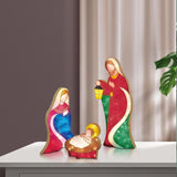 Maxbell Holy Family Statue Stakes Garden Nativity Scene Figurine Set for Lawn Patio Style C