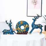 Maxbell 3x Deer Statue Resin Figurine Animal Sculpture for Desktop Ornament