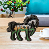 Maxbell Maxbell Multi Layer Carved Animal Shape Sculpture Home Decor Figurines Creative Horses Shape