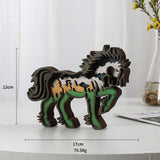 Maxbell Maxbell Multi Layer Carved Animal Shape Sculpture Home Decor Figurines Creative Horses Shape