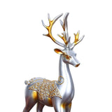 Maxbell Maxbell 2Pcs Deer Couple Statue Art Decor Pair Sculpture Photo Prop for Office Argent