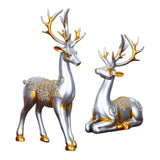 Maxbell Maxbell 2Pcs Deer Couple Statue Art Decor Pair Sculpture Photo Prop for Office Argent