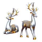 Maxbell Maxbell 2Pcs Deer Couple Statue Art Decor Pair Sculpture Photo Prop for Office Argent