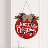 Maxbell Maxbell with Rope Christmas Door Hanger Wooden Decorative Xmas for Window Party Yard Red