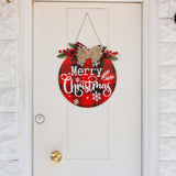 Maxbell Maxbell with Rope Christmas Door Hanger Wooden Decorative Xmas for Window Party Yard Red