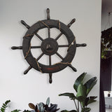 Maxbell Maxbell Wooden Ship Steering Wheel Decor Pirate Hanging Beach Theme Sailboat Decor 62cm
