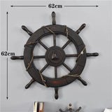 Maxbell Maxbell Wooden Ship Steering Wheel Decor Pirate Hanging Beach Theme Sailboat Decor 62cm
