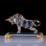 Maxbell Portable Crystal Bull Figurine Statue Art Craft for Shelf Store Living Room C