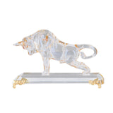 Maxbell Portable Crystal Bull Figurine Statue Art Craft for Shelf Store Living Room C