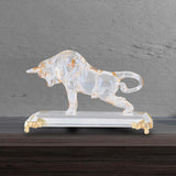 Maxbell Portable Crystal Bull Figurine Statue Art Craft for Shelf Store Living Room C