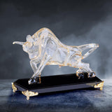 Maxbell Crystal Bull Figurine Souvenir for Restaurant Desktop Decoration