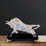 Maxbell Crystal Bull Figurine Souvenir for Restaurant Desktop Decoration
