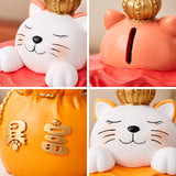 Maxbell Maxbell Lucky Cat Money Bank Animal Statue Figurine Sculpture for Home Table Decor Red