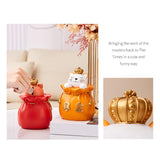 Maxbell Maxbell Lucky Cat Money Bank Animal Statue Figurine Sculpture for Home Table Decor Red