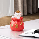 Maxbell Maxbell Lucky Cat Money Bank Animal Statue Figurine Sculpture for Home Table Decor Red