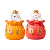 Maxbell Maxbell Lucky Cat Money Bank Animal Statue Figurine Sculpture for Home Table Decor Red